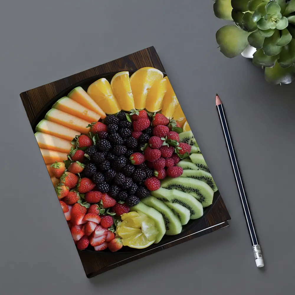 Fresh Fruit Platter on Dark Wood – Notebooks