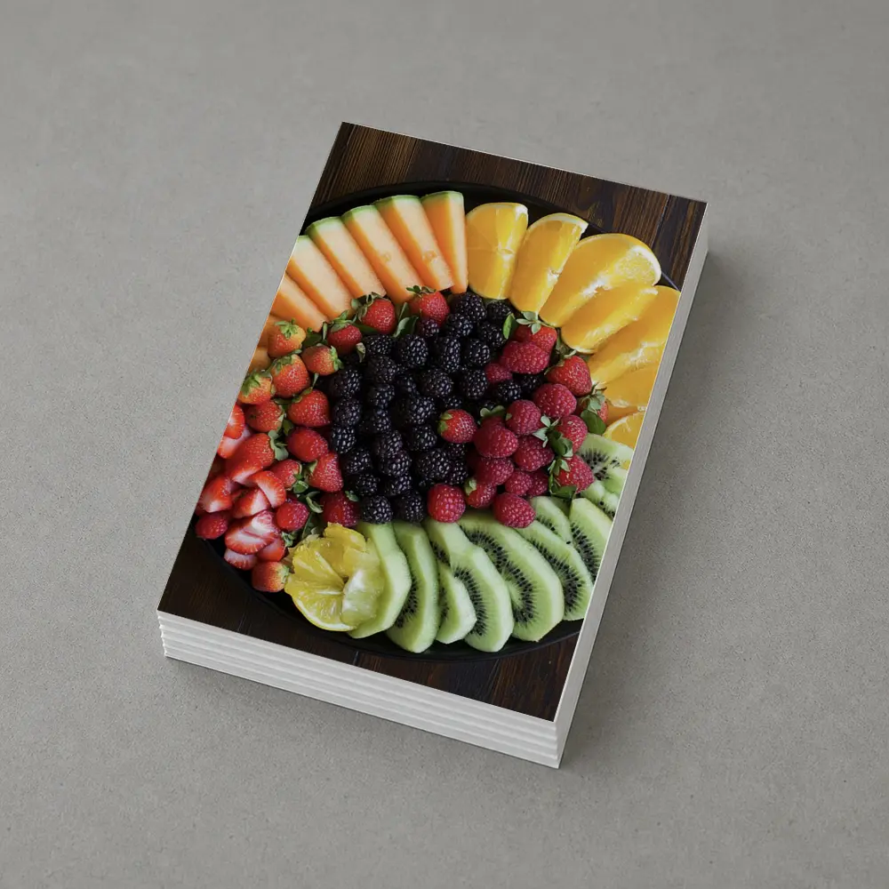 Fresh Fruit Platter on Dark Wood – Postcards