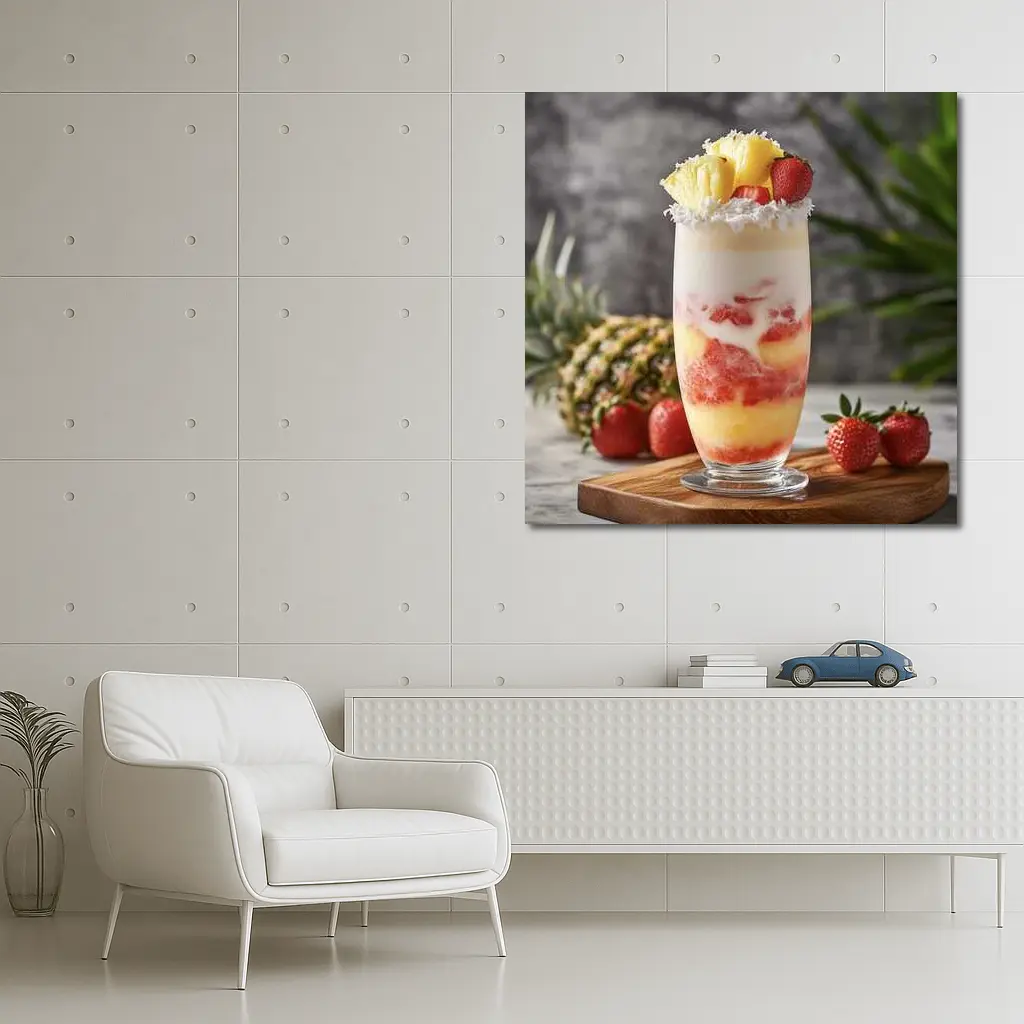 Tropical Strawberry Pineapple Coconut Layered Drink – Wall Art