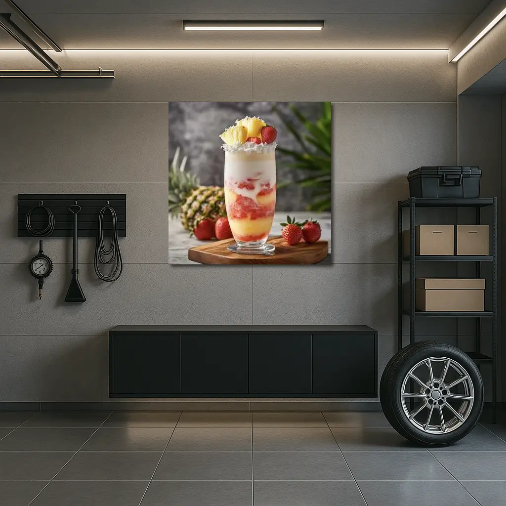 Tropical Strawberry Pineapple Coconut Layered Drink – Wall Art