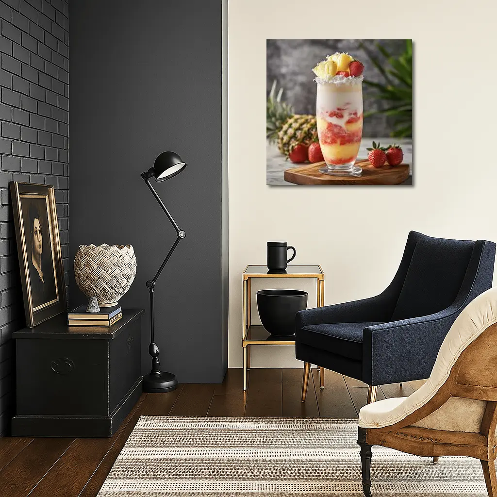 Tropical Strawberry Pineapple Coconut Layered Drink – Wall Art
