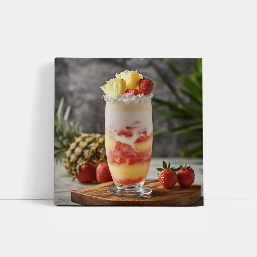 Tropical Strawberry Pineapple Coconut Layered Drink – Wall Art