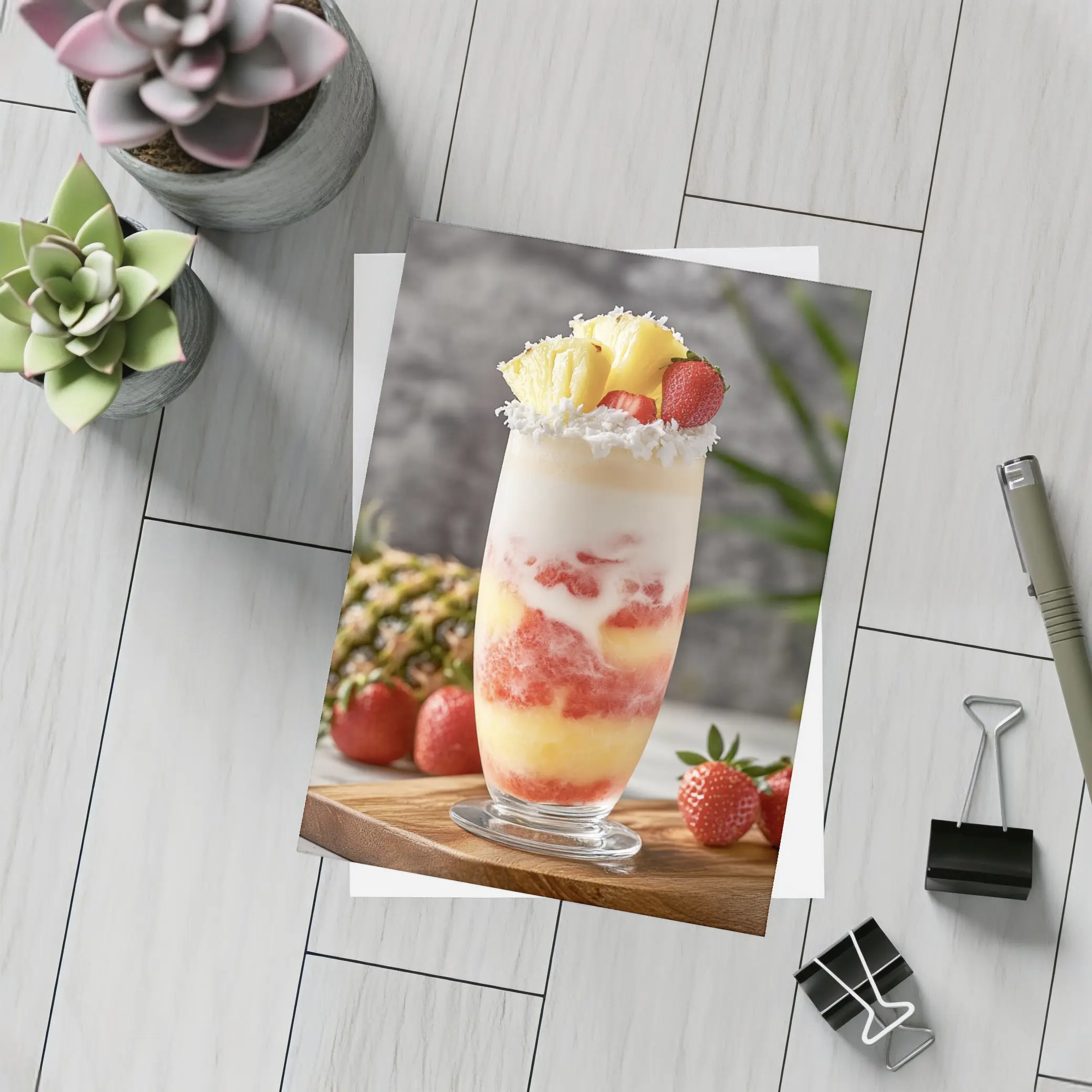 Tropical Strawberry Pineapple Coconut Layered Drink – Postcards