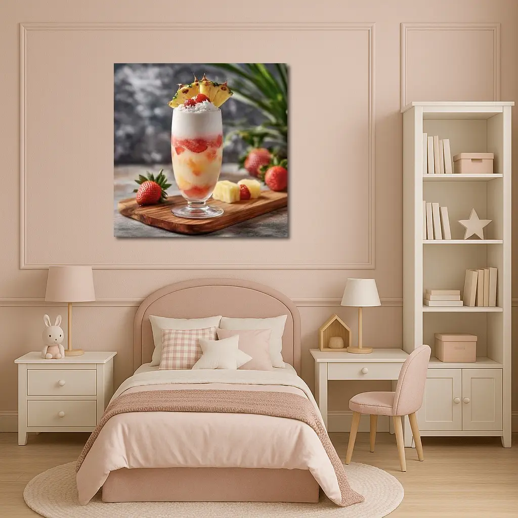 Strawberry Pineapple Tropical Fruit Drink Glass – Wall Art