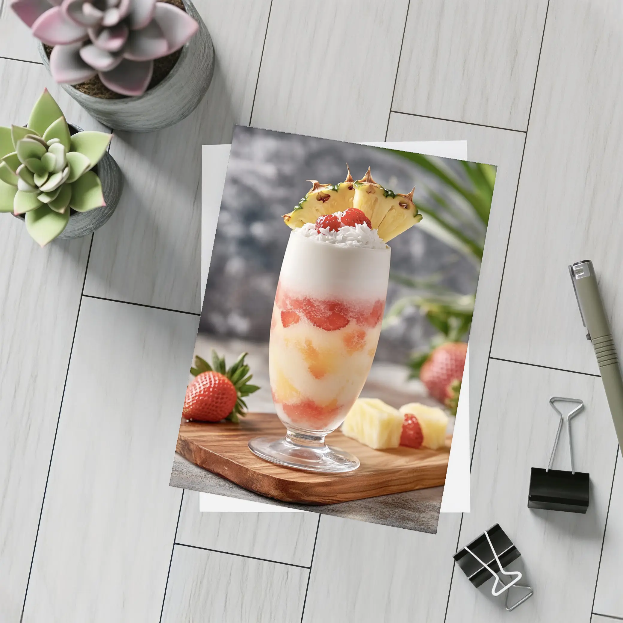 Strawberry Pineapple Tropical Fruit Drink Glass – Postcards