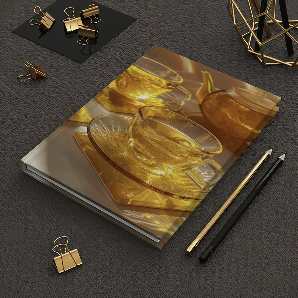 Golden Glass Tea Set Warm Sunlight – Notebooks