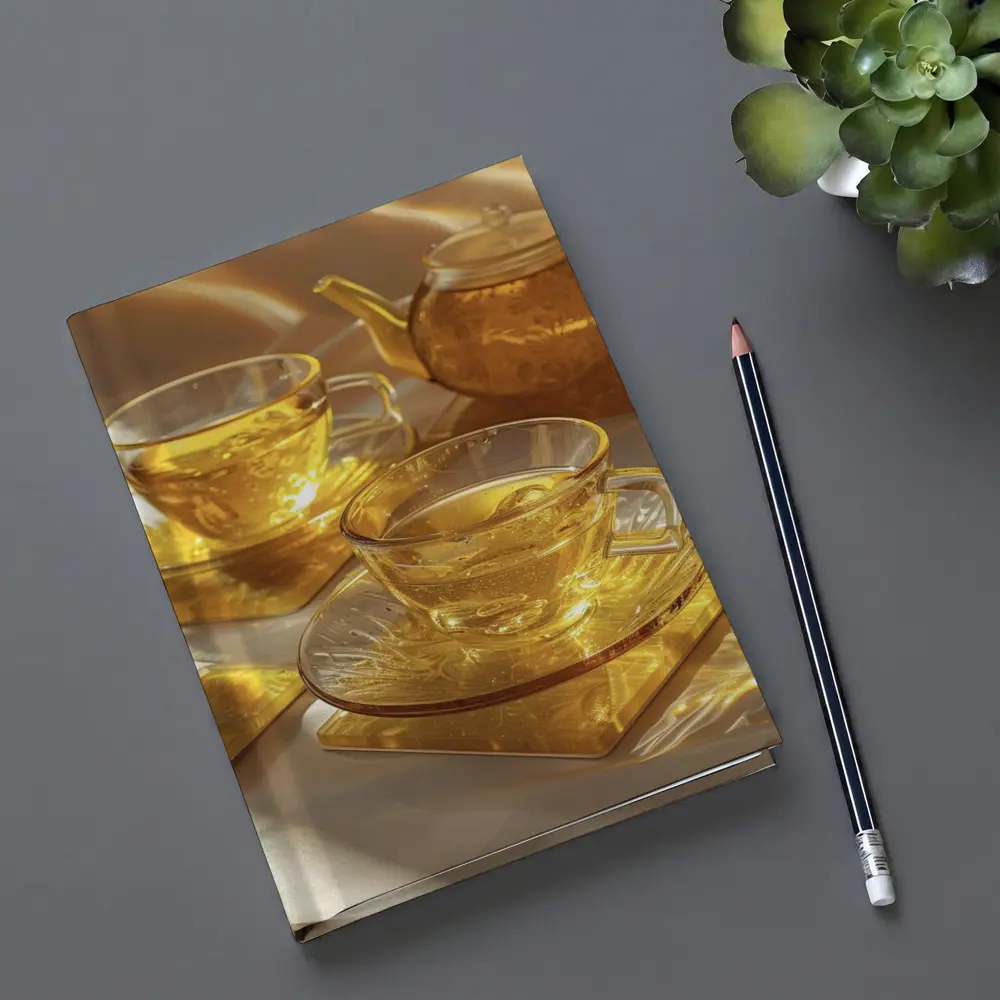 Golden Glass Tea Set Warm Sunlight – Notebooks