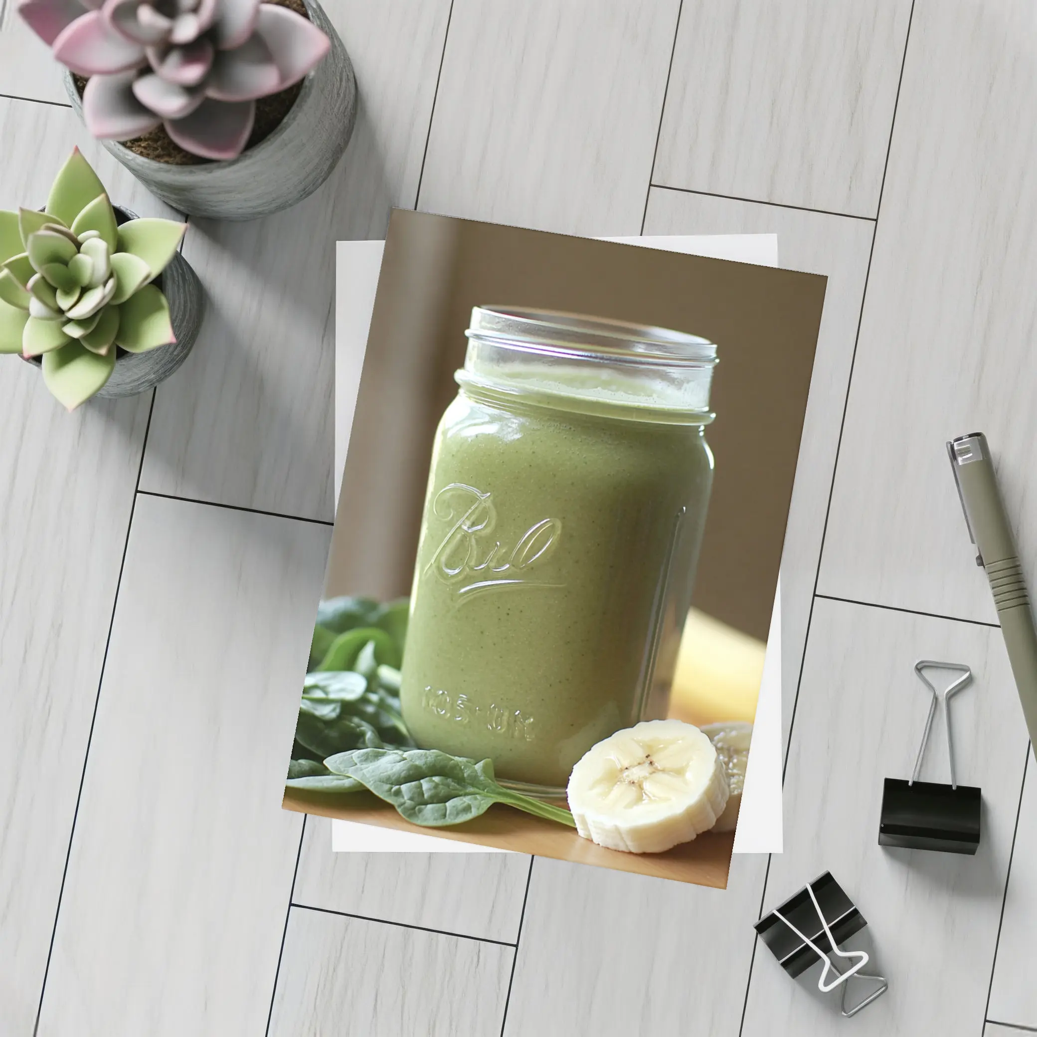 Green Smoothie Ball Jar Spinach Banana – Postcards