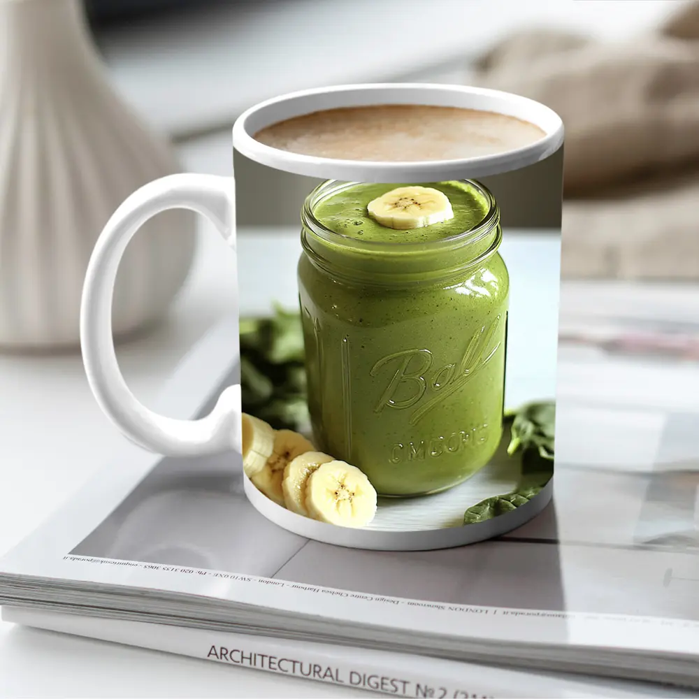 Green Spinach Banana Smoothie Mason Jar – Mugs