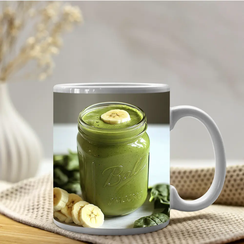 Green Spinach Banana Smoothie Mason Jar – Mugs
