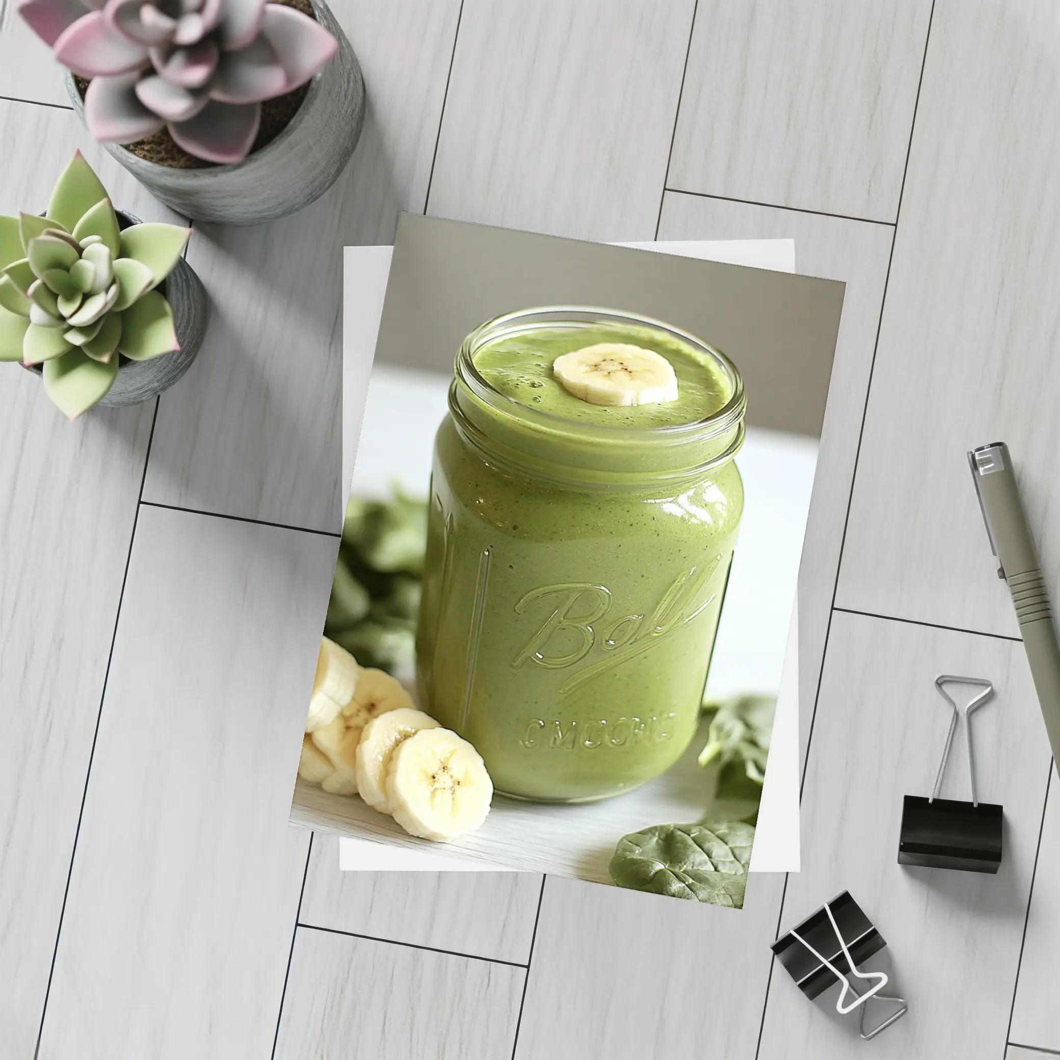 Green Spinach Banana Smoothie Mason Jar – Postcards