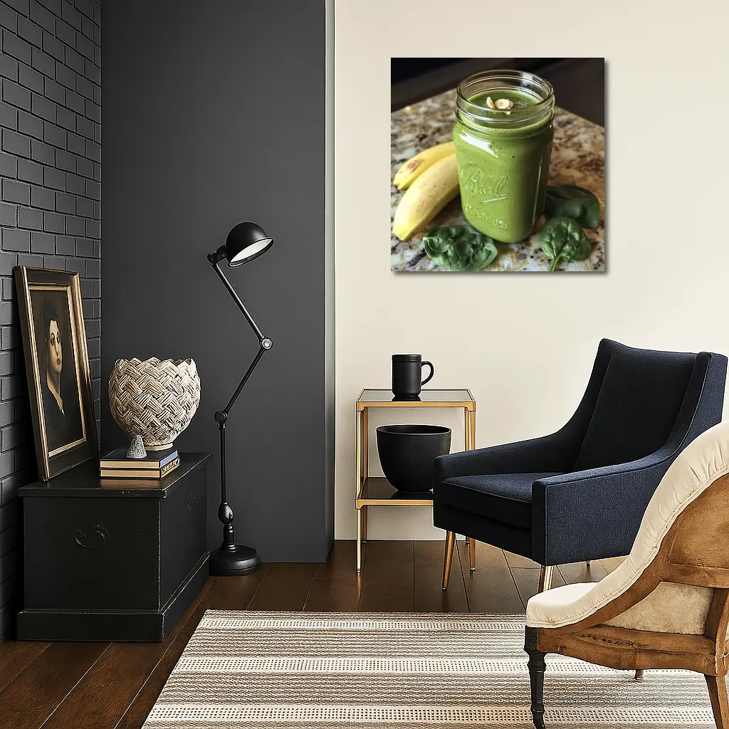 Green Spinach Banana Smoothie Mason Jar Kitchen – Wall Art