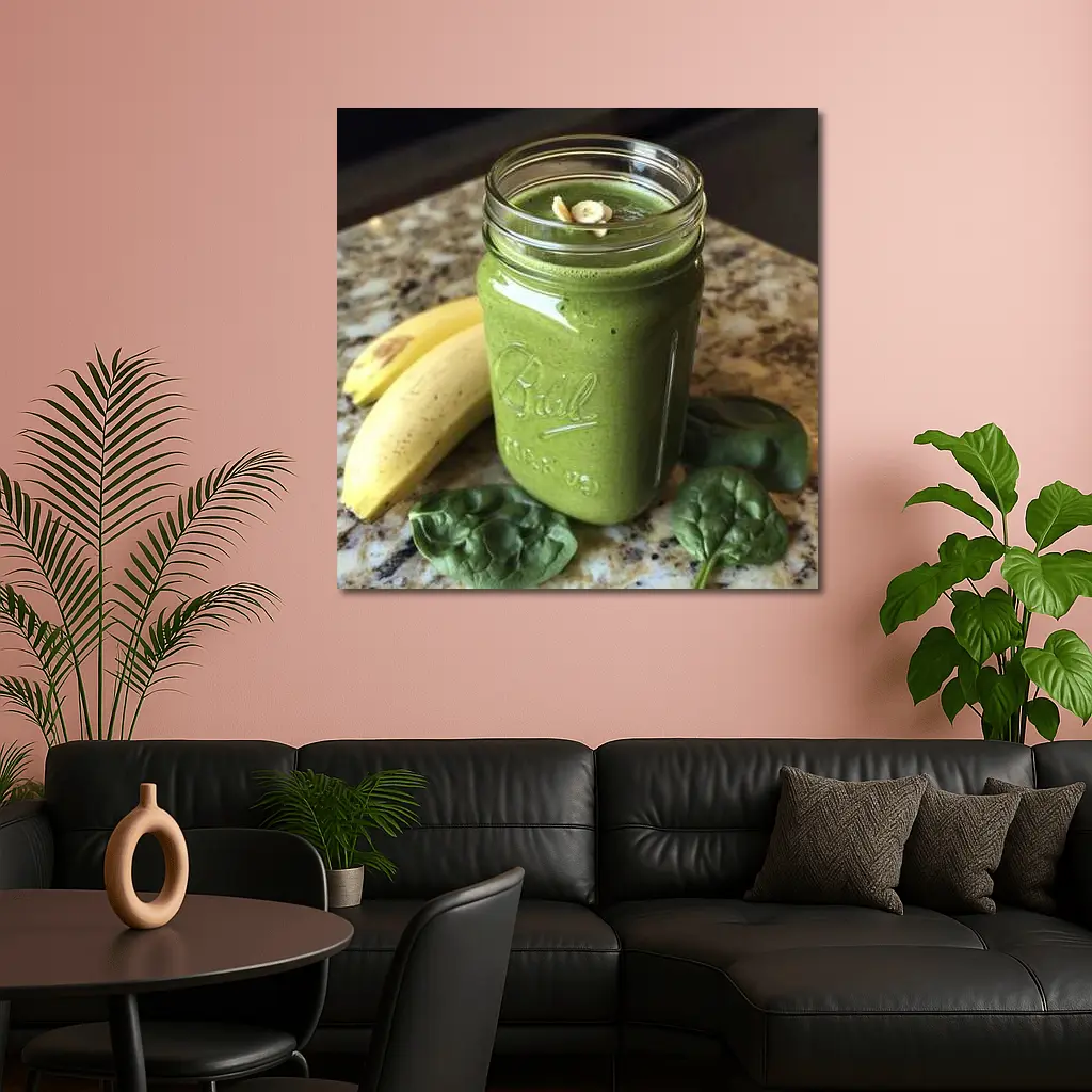 Green Spinach Banana Smoothie Mason Jar Kitchen – Wall Art