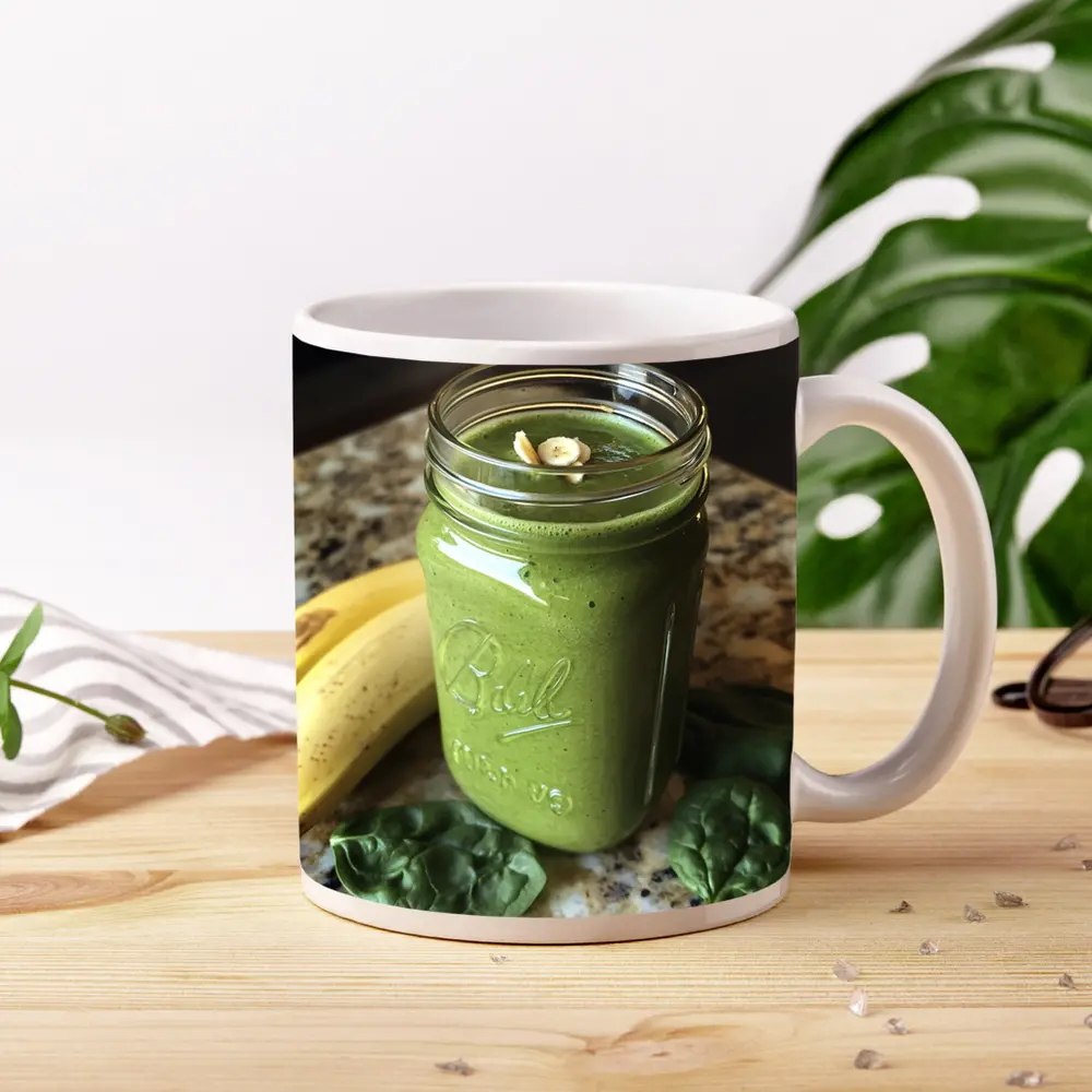 Green Spinach Banana Smoothie Mason Jar Kitchen – Mugs
