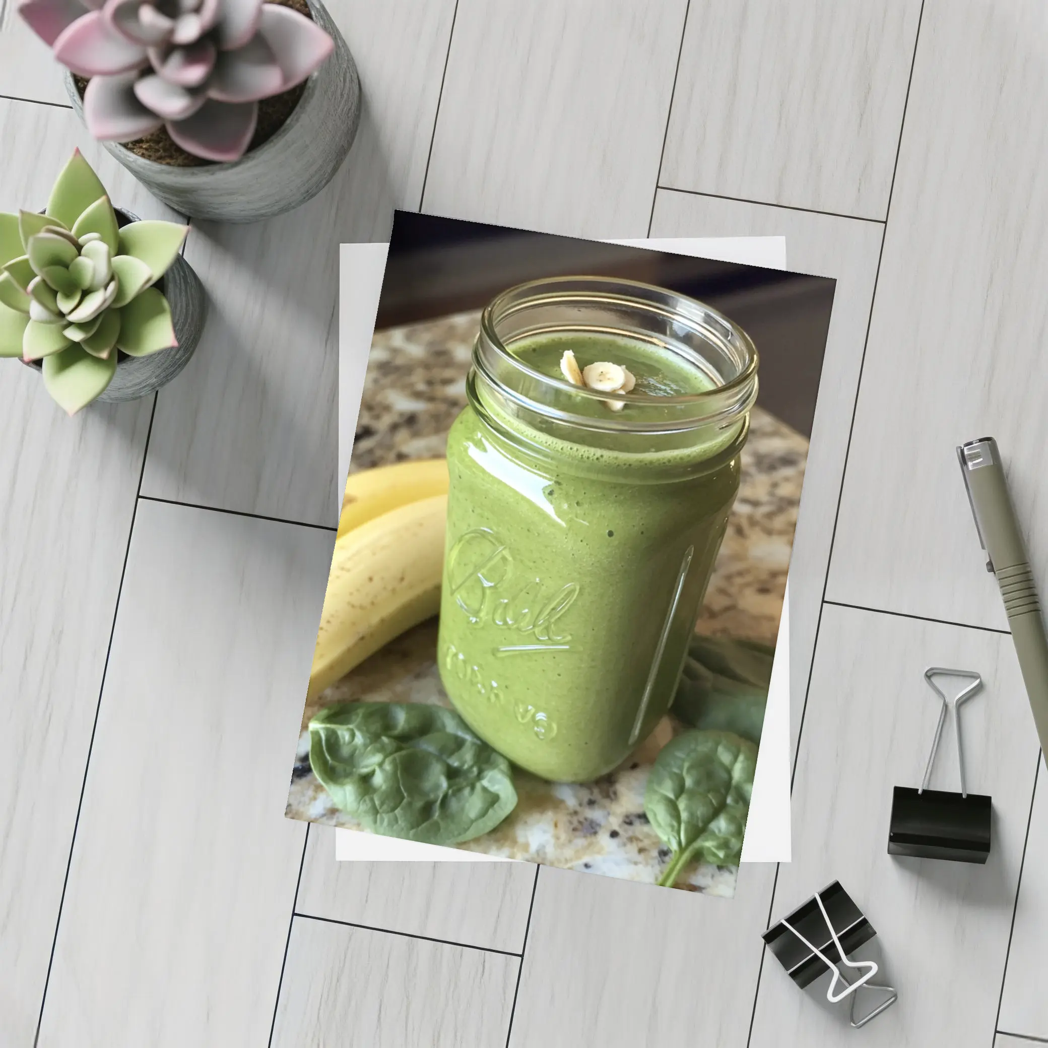 Green Spinach Banana Smoothie Mason Jar Kitchen – Postcards