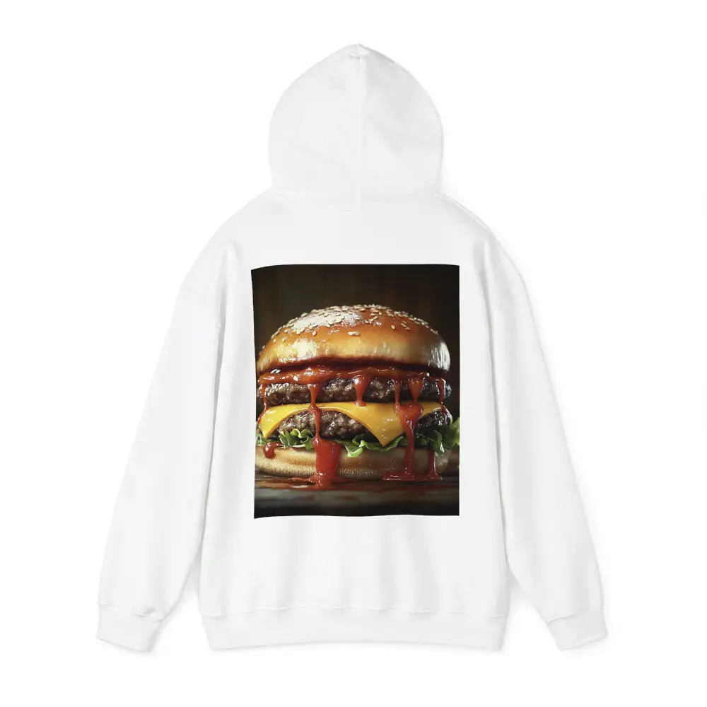 Double Cheeseburger With Ketchup Dark Background – Hoodies