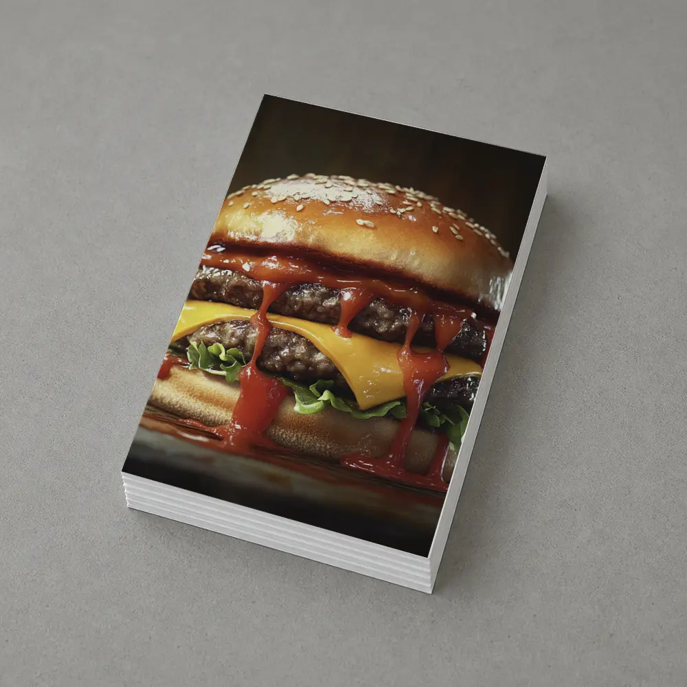 Double Cheeseburger With Ketchup Dark Background – Postcards