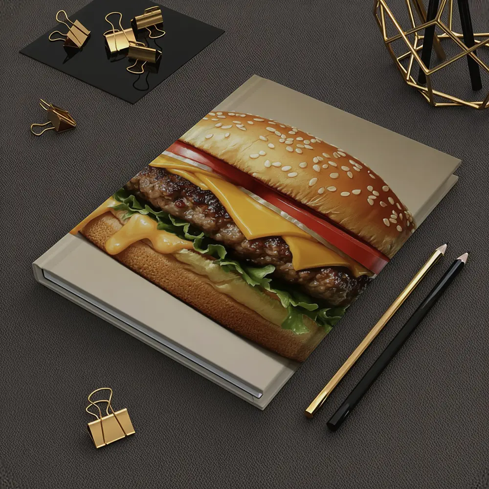 Classic Cheeseburger With Lettuce Tomato Beige Background – Notebooks