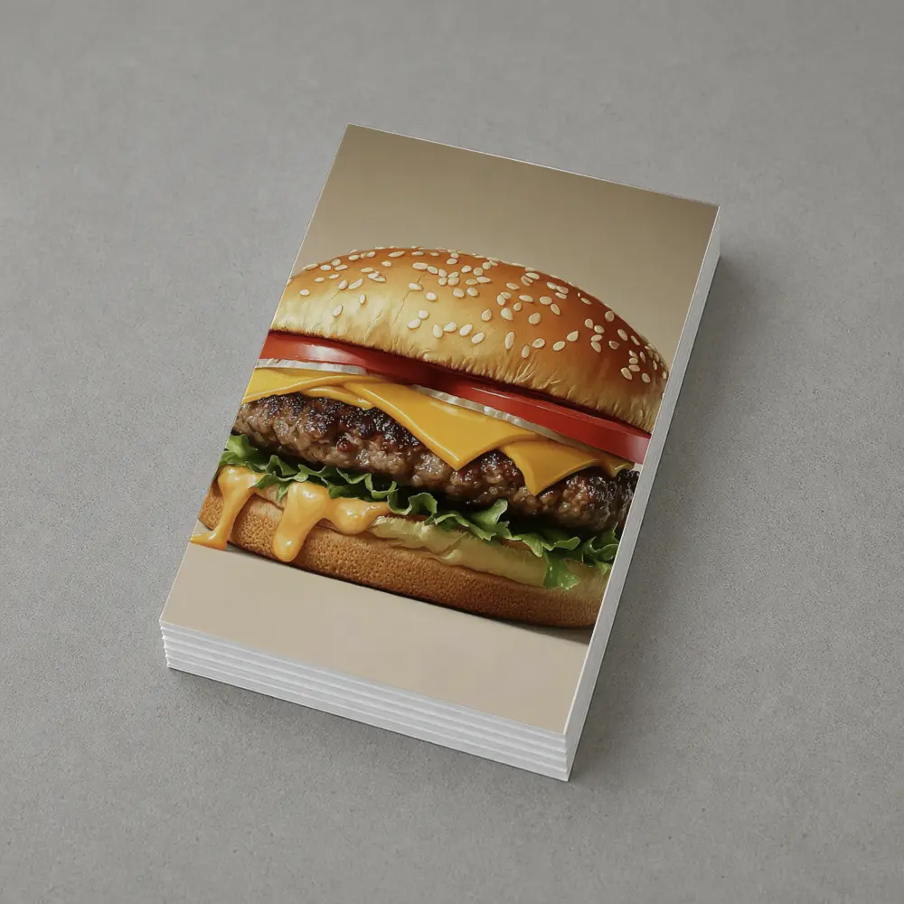 Classic Cheeseburger With Lettuce Tomato Beige Background – Postcards