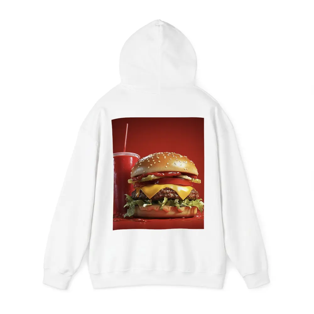 Classic Cheeseburger And Soda Red Background – Hoodies