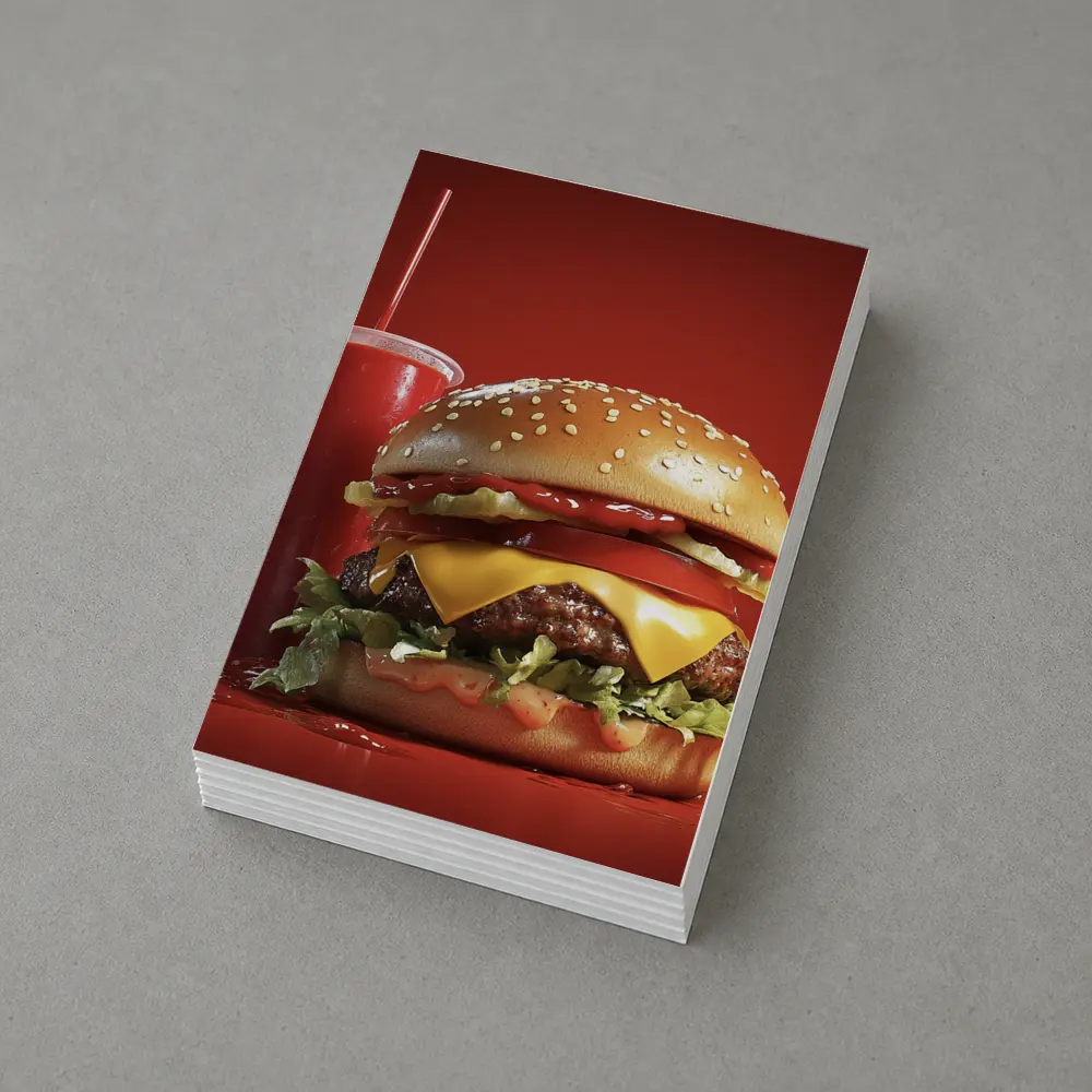 Classic Cheeseburger And Soda Red Background – Postcards