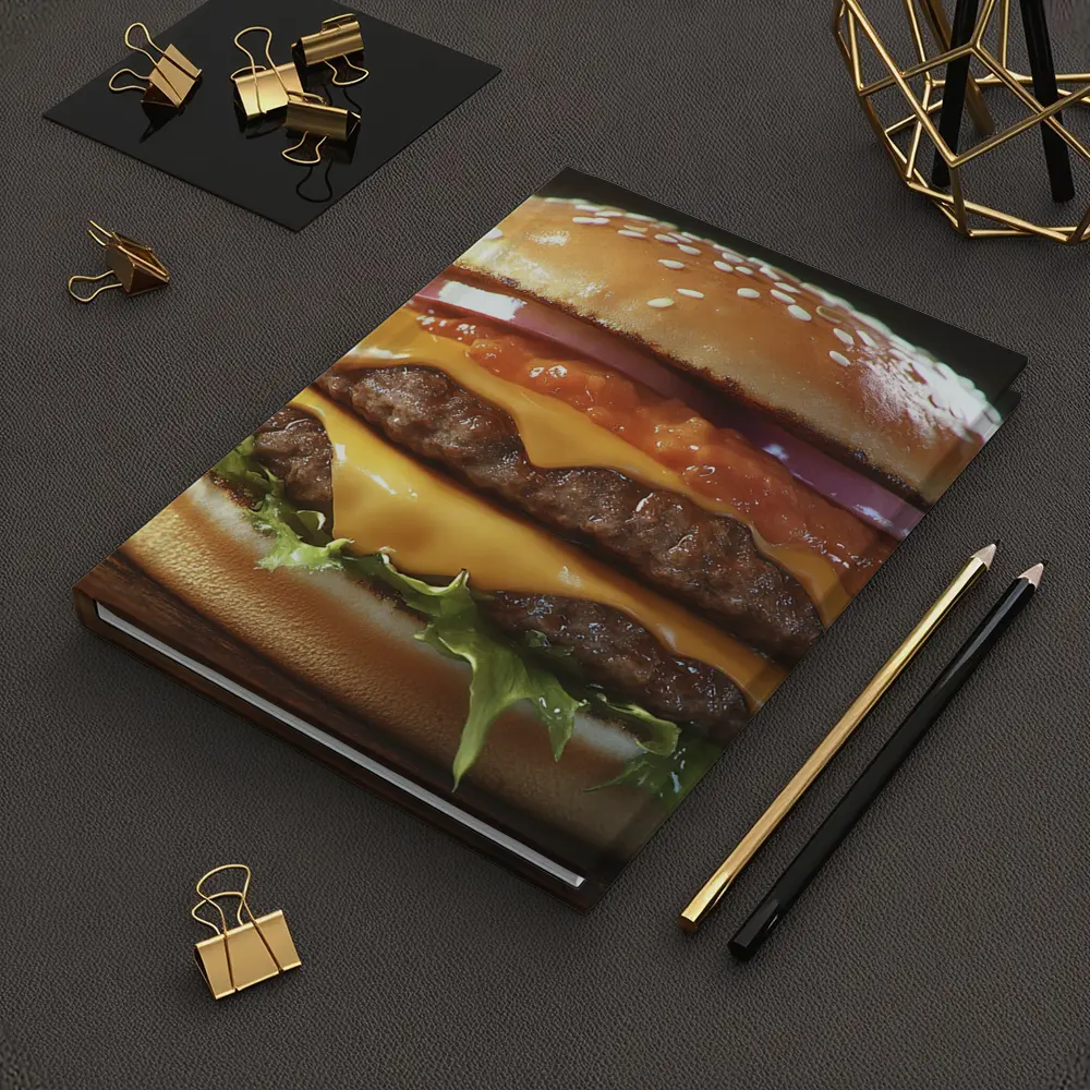 Double Cheeseburger With Lettuce Dark Background – Notebooks