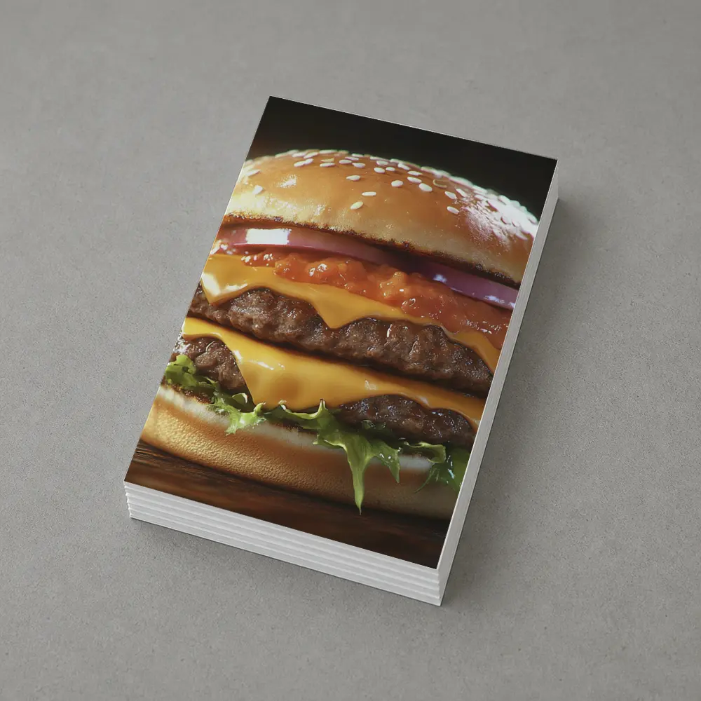 Double Cheeseburger With Lettuce Dark Background – Postcards