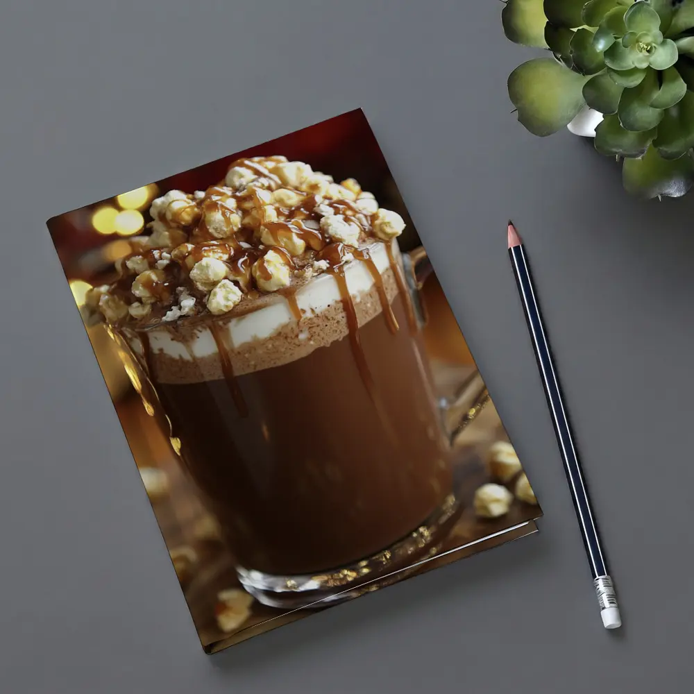 Hot Chocolate Caramel Popcorn Mug Warm Lights – Notebooks