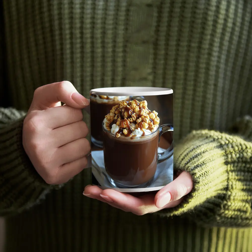Hot Chocolate Caramel Popcorn Whipped Cream Mug – Mugs