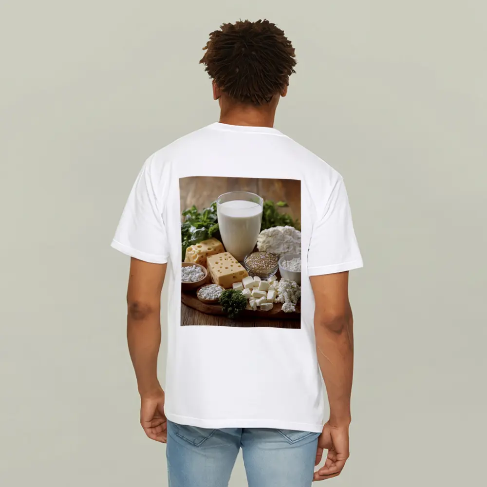 Dairy Products Spread on Rustic Wood – T-Shirts