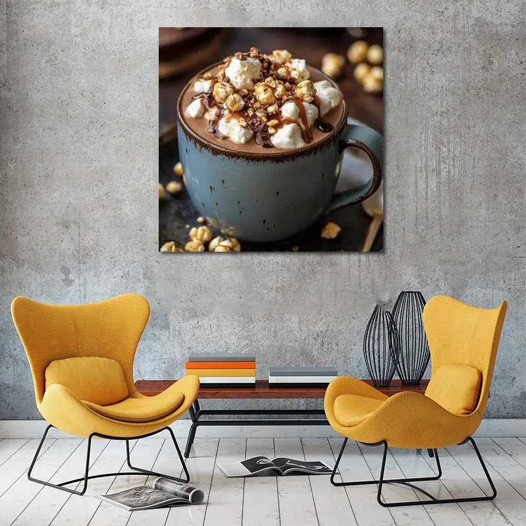 Hot Chocolate Marshmallow Caramel Popcorn Mug – Wall Art