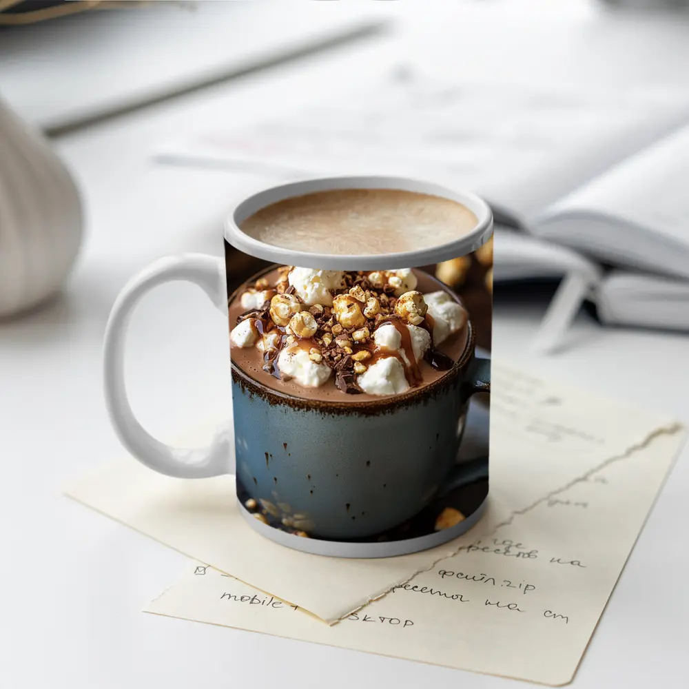 Hot Chocolate Marshmallow Caramel Popcorn Mug – Mugs