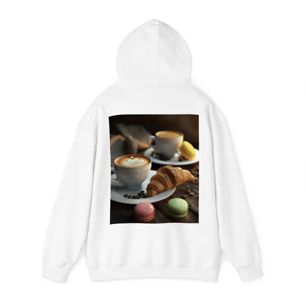 Latte Art Croissant Macarons Rustic Wood – Hoodies