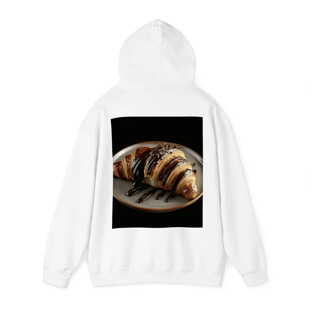 Chocolate Drizzled Croissant On Dark Plate – Hoodies