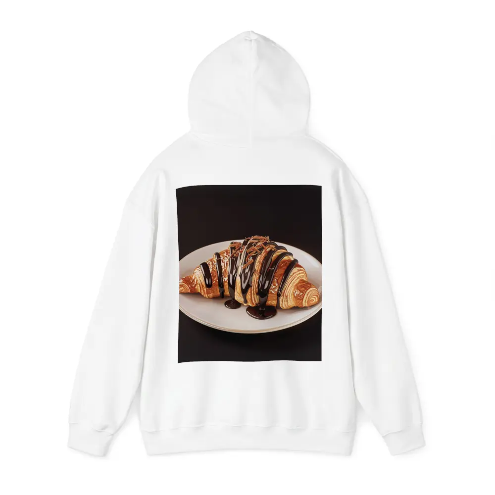 Chocolate Drizzled Croissant On White Plate – Hoodies
