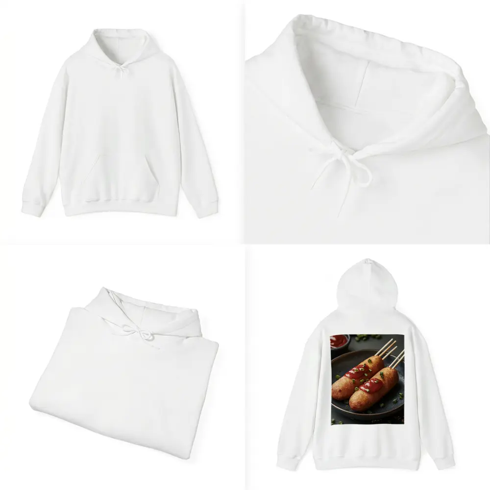 Corn Dogs With Ketchup On Dark Plate – Hoodies