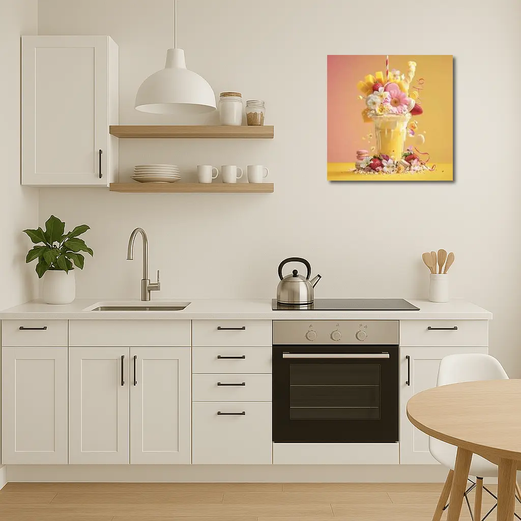 Mango Milkshake Flowers Macarons Strawberries Yellow – Wall Art