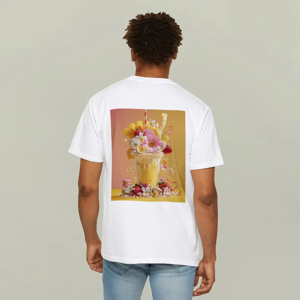 Mango Milkshake Flowers Macarons Strawberries Yellow – T-Shirts