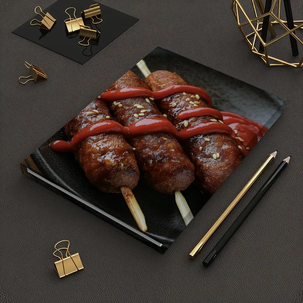 Grilled Sausage Skewers Ketchup Dark Plate – Notebooks