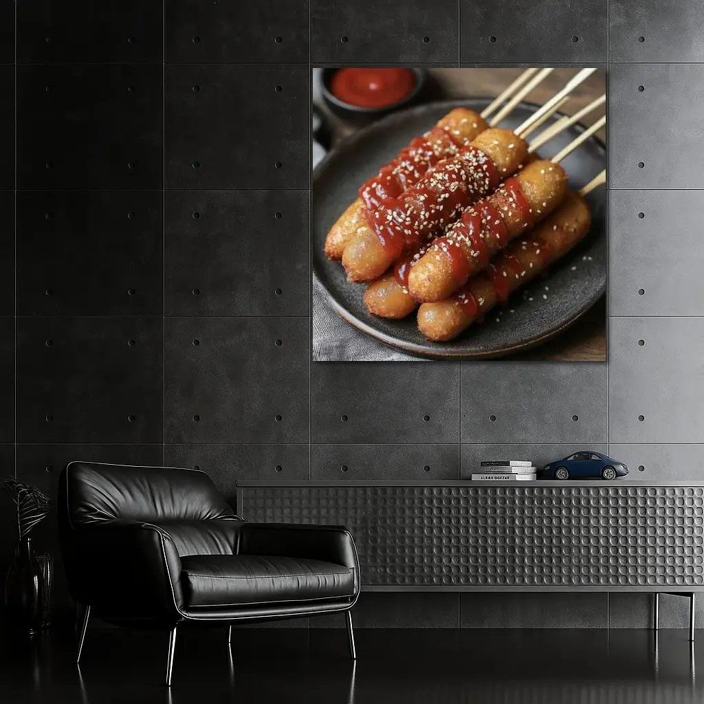 Korean Street Food Skewers Red Sauce Sesame – Wall Art