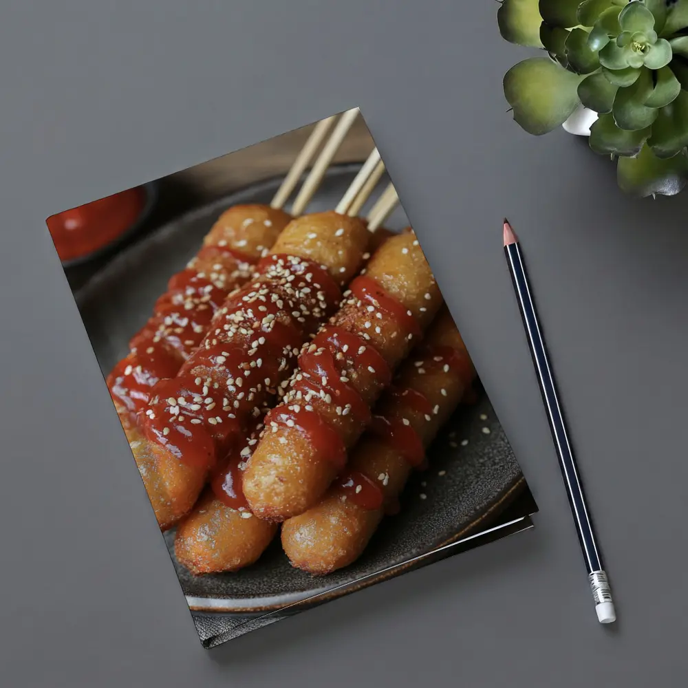 Korean Street Food Skewers Red Sauce Sesame – Notebooks
