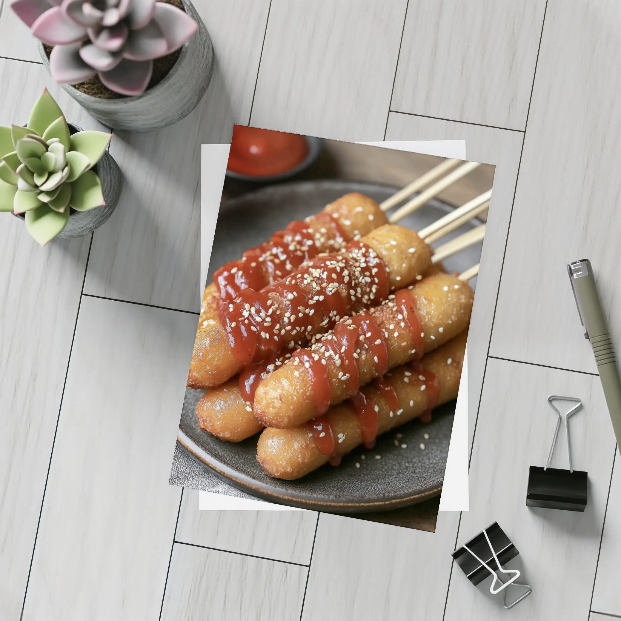 Korean Street Food Skewers Red Sauce Sesame – Postcards