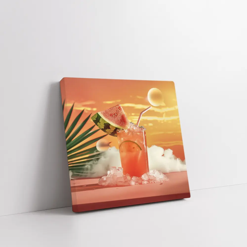 Watermelon Summer Cocktail Tropical Sunset Scene – Wall Art