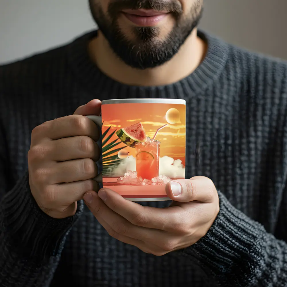 Watermelon Summer Cocktail Tropical Sunset Scene – Mugs