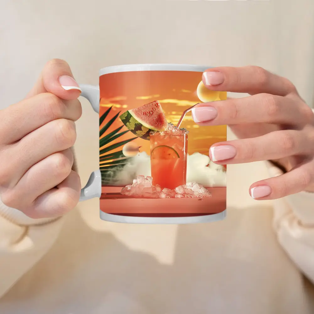 Watermelon Summer Cocktail Tropical Sunset Scene – Mugs