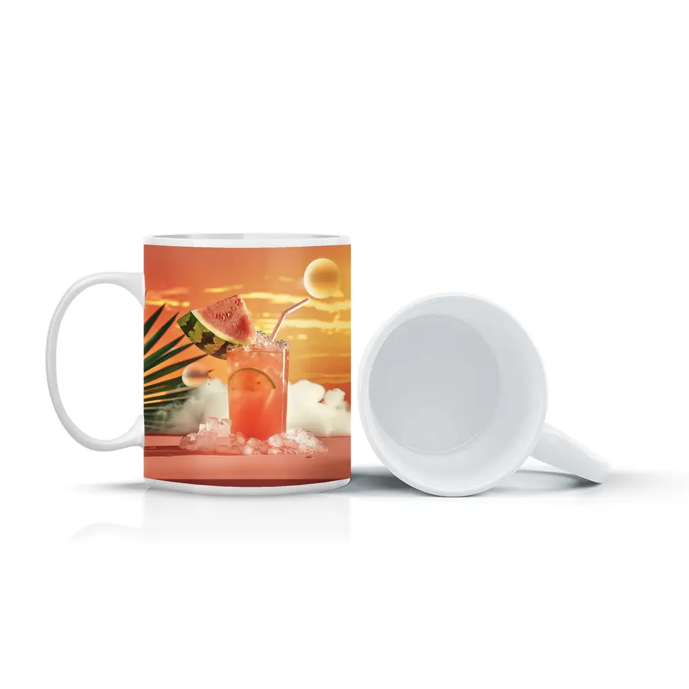 Watermelon Summer Cocktail Tropical Sunset Scene – Mugs
