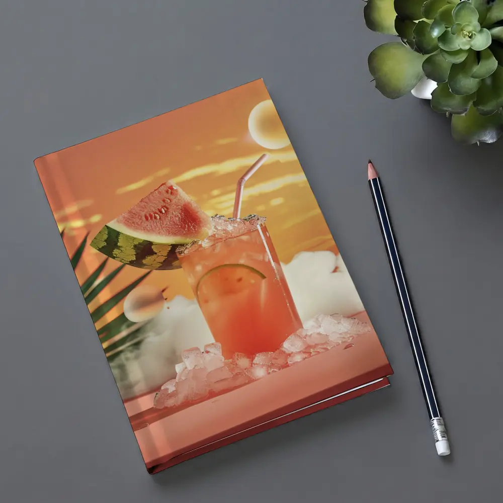 Watermelon Summer Cocktail Tropical Sunset Scene – Notebooks