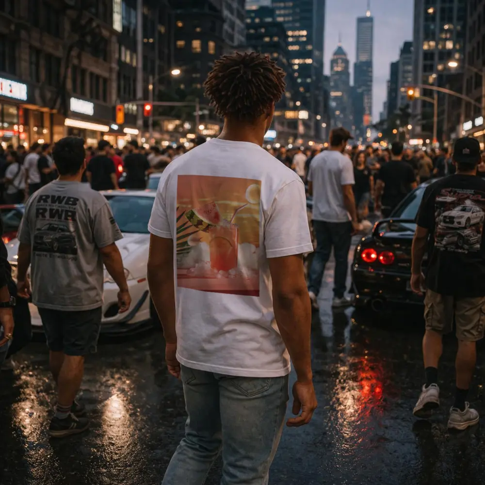 Watermelon Summer Cocktail Tropical Sunset Scene – T-Shirts