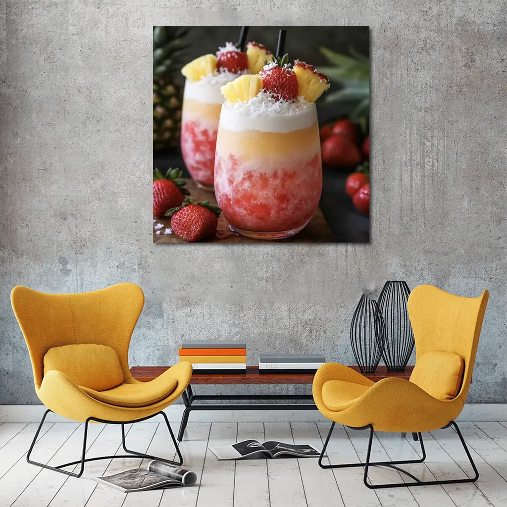 Frozen Strawberry Pineapple Coconut Tropical Drinks – Wall Art