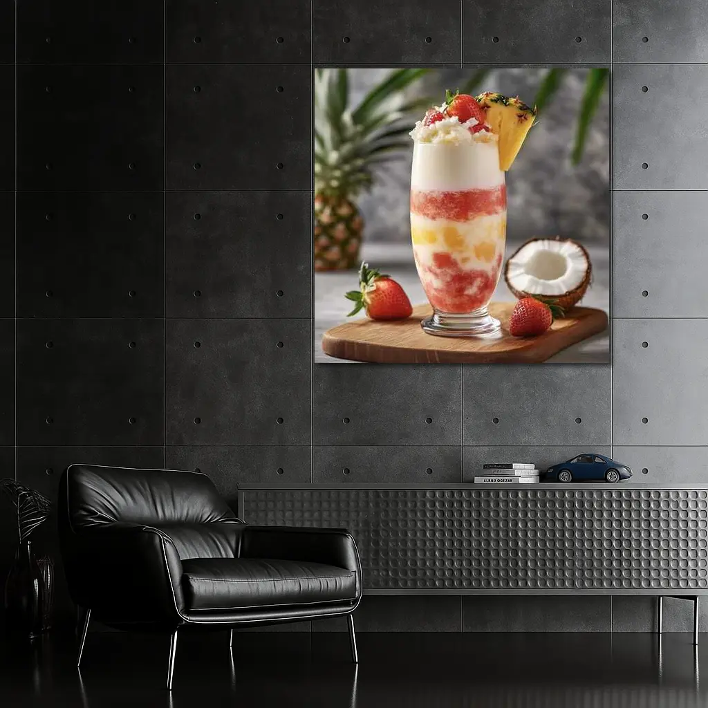 Tropical Strawberry Pineapple Coconut Layered Drink – Wall Art